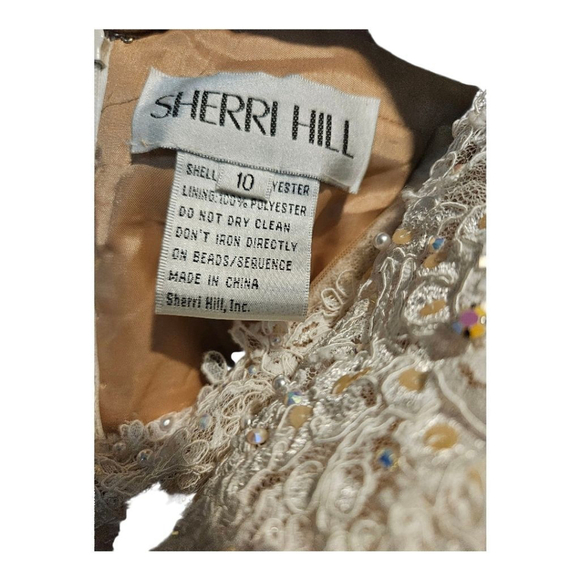 Sherri Hill Ivory Nude Lace Wedding Dress US 10 - Picture 11 of 15